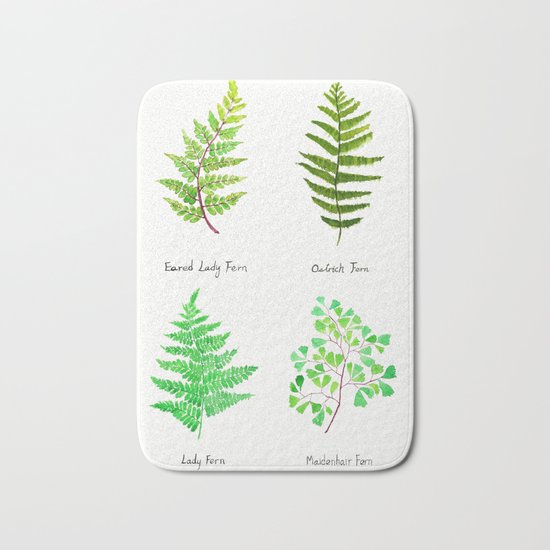 fern collection watercolor Bath Mat
