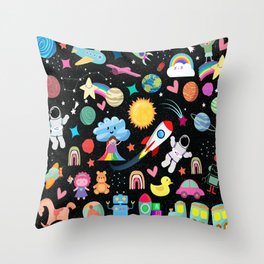Astronaut and space pattern gift for kids Throw Pillow