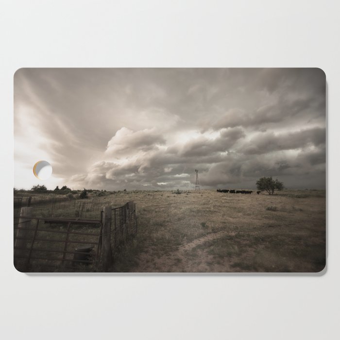That Ol' Wind - Storm Clouds Advance Over Country Landscape on a Stormy Day in Oklahoma Cutting Board