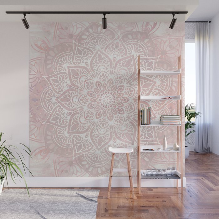 Mandala Yoga Love, Blush Pink Floral Wall Mural