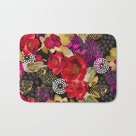 Flowers with Lace and Dots 2 Bath Mat