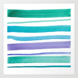 Colorful watercolor horizontal lines pattern Art Print