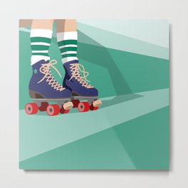 Girl with Roller Skates Metal Print | Young, Shoes, Happy, Female, Skater, Skating, Teenager, Graphicdesign, Sport, Girlpower 