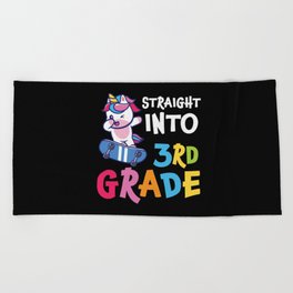 Straight Into 3rd Grade Dabbing Unicorn Beach Towel