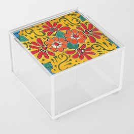 Yellow flower mexican ceramics talavera tile Acrylic Box