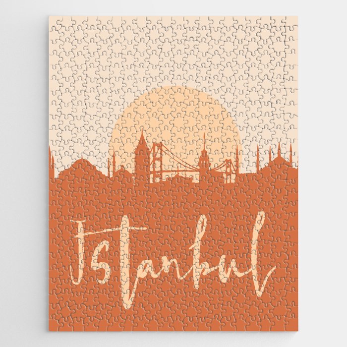 ISTANBUL TURKEY CITY SUN SKYLINE EARTH TONES Jigsaw Puzzle