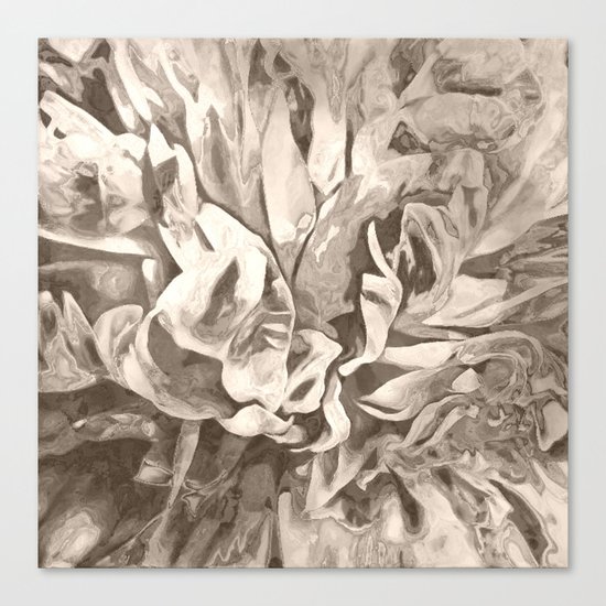 Painted Peony Sepia Cocoa Canvas Print