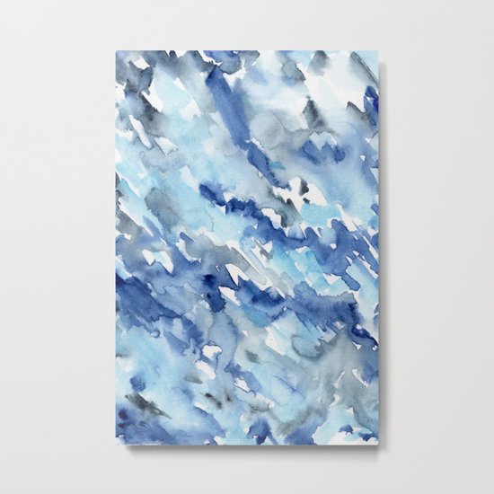 Watercolor madness in blue Metal Print