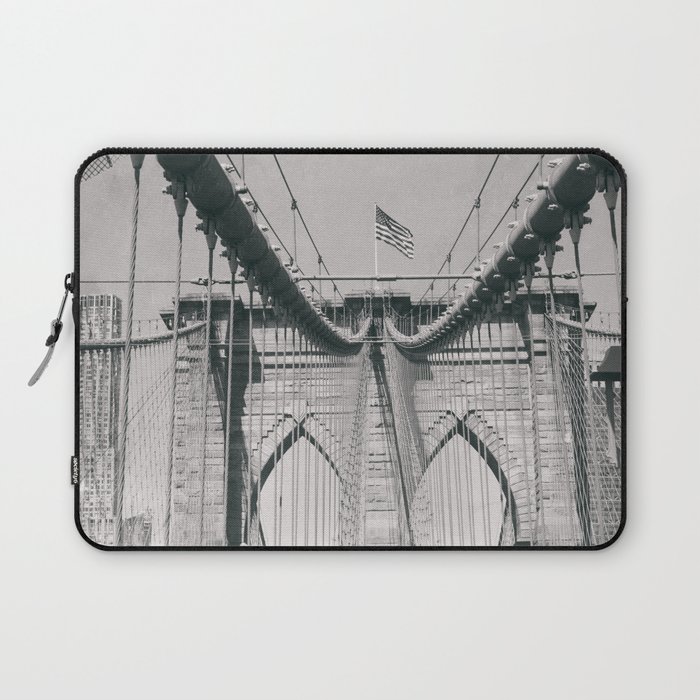 Brooklyn Bridge Architecture Vintage Photography New York City Nyc Manhattan View Laptop Sleeve By Stefanoreves