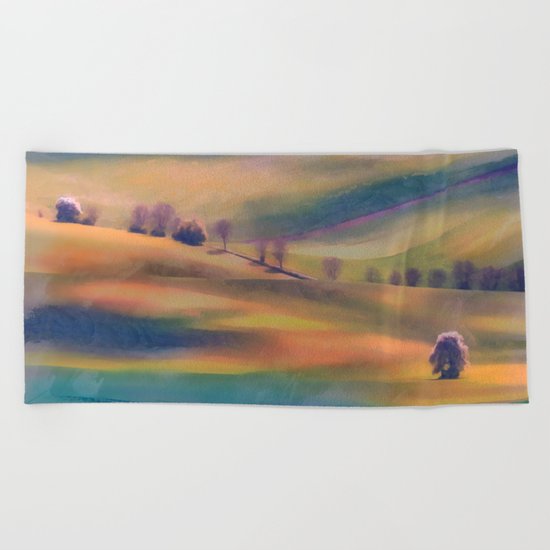 Autumn landscape Beach Towel