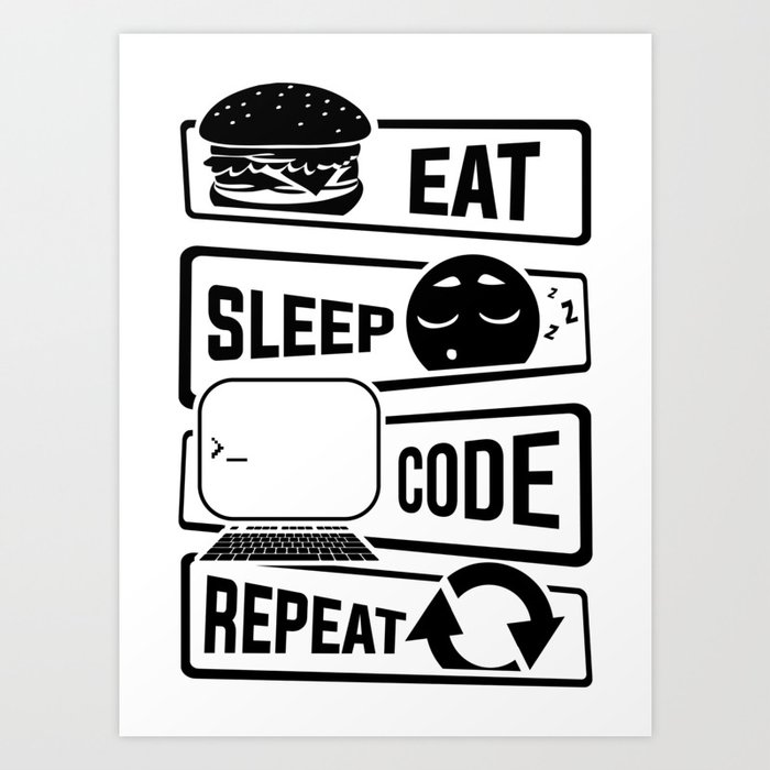 Eat Sleep Code Repeat Computer Programmer Cli Art Print By Anziehend Society6