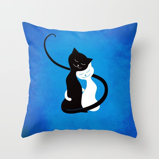 White And Black Cats In Love Throw Pillow