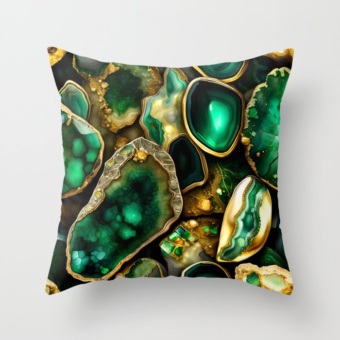 Emerald Agate Christal Throw Pillow