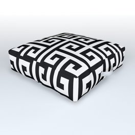 Large Black and White Greek Key Pattern Outdoor Floor Cushion
