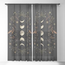Moonlight Garden - Winter Brown Sheer Curtain