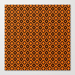 Orange and Black Ornamental Arabic Pattern Canvas Print