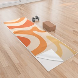 Retro Liquid Swirl Abstract Pattern Square Tangerine Orange Tones Yoga Towel