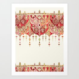 Royal Red Art Deco Double Drop Art Print