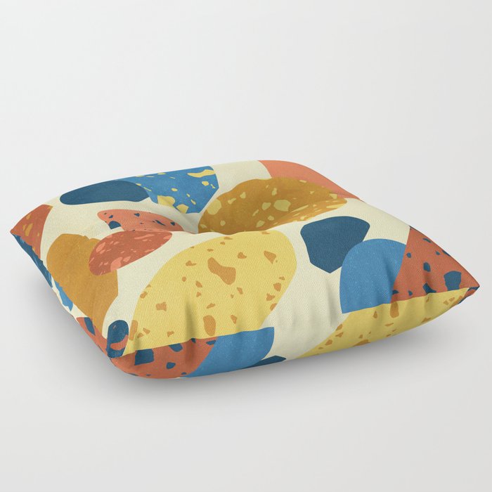 Stone terrazzo yellow orange blue Floor Pillow