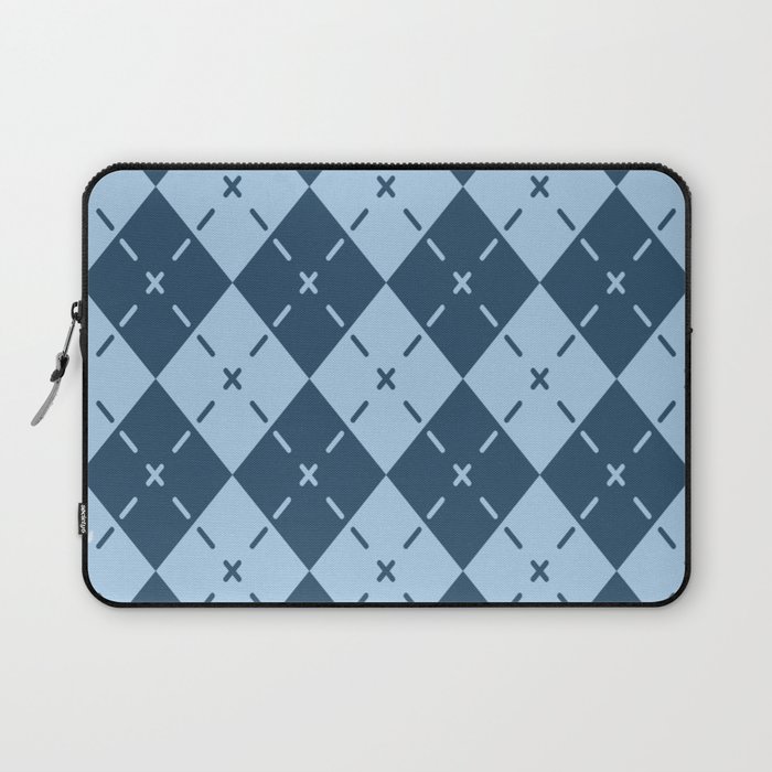 Retro Blue Argyle Pattern Laptop Sleeve