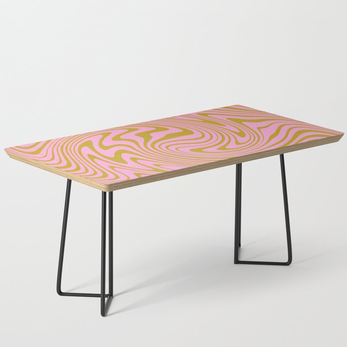 Groovy 70s Abstract Swirl Pastel Pink and Green Coffee Table
