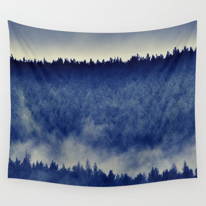 Misty Pine Forest Drama in the Scottish Highlands Wall Tapestry