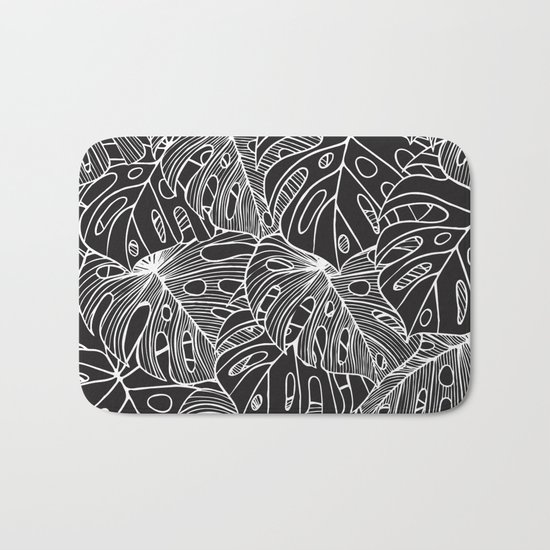 B&W Philodendron Bath Mat