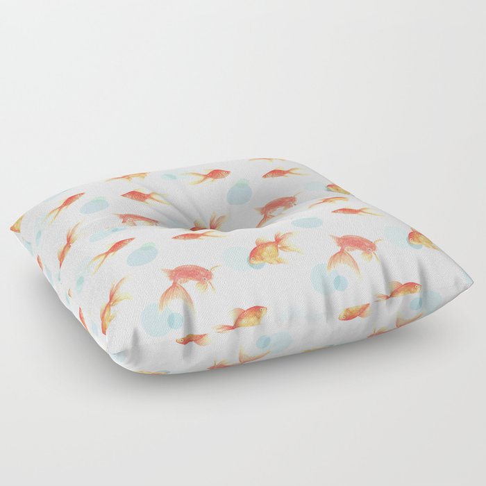 Watercolor goldfish pattern - Feeling bubbly Floor Pillow