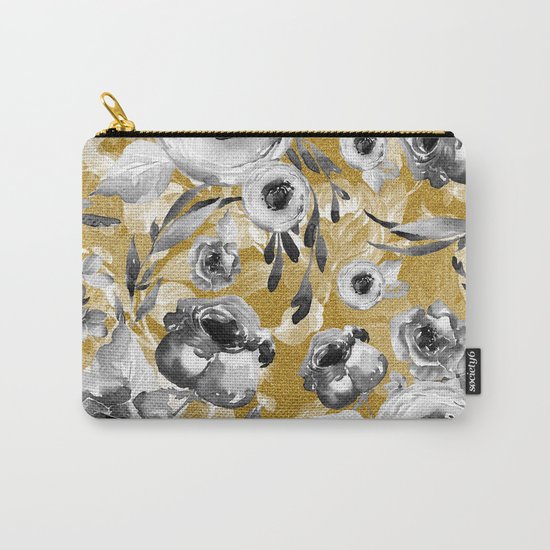 Black and white flowers with gold Carry-All Pouch