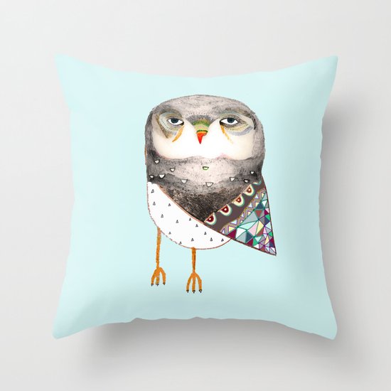 Owl by Ashley Percival Throw Pillow