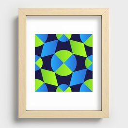 Green & Blue Color Arab Square Pattern Recessed Framed Print