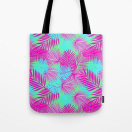 Neon Pink & Blue Tropical Print Tote Bag