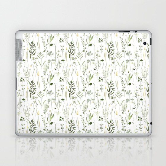 Watercolor Botanical Greenery Pattern Laptop & iPad Skin