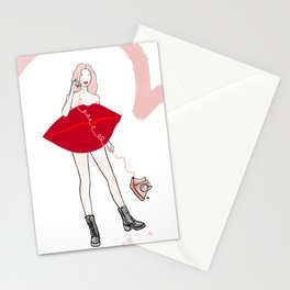 Red Lips Girl Stationery Card
