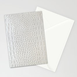 White Crocodile Alligator Leather Print Stationery Cards
