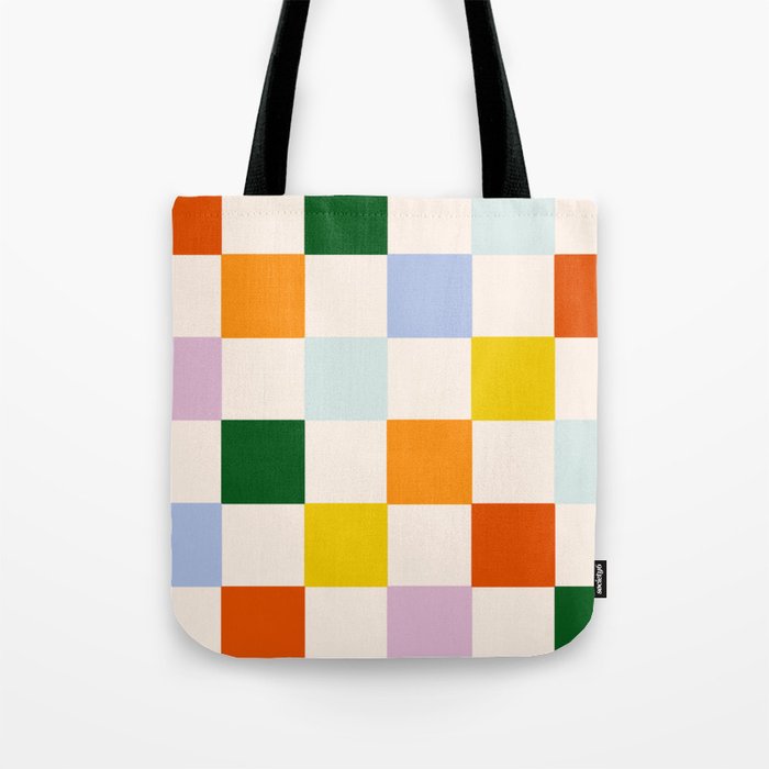 Retro Rainbow Checkerboard  Tote Bag