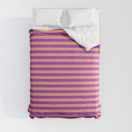 [ Thumbnail: Dark Orchid and Brown Colored Striped/Lined Pattern Comforter ]