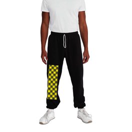 Diagonal Yellow and Black Flannel-Plaid Pattern Sweatpants