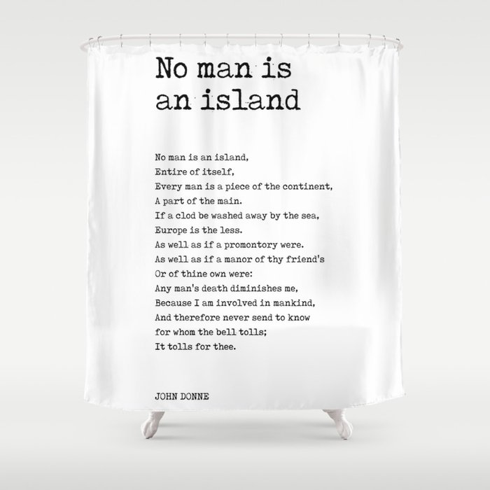 No Man Is An Island - John Donne Poem - Literature - Typewriter Print 1 Shower Curtain
