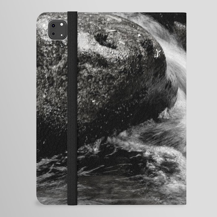 Tumbling Cascading Waters of the Scottish Highlands in Black and White iPad Folio Case