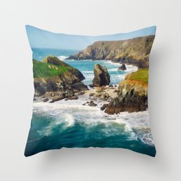 Great Britain Photography - Kynance Cove By The Beautiful Sea Throw Pillow