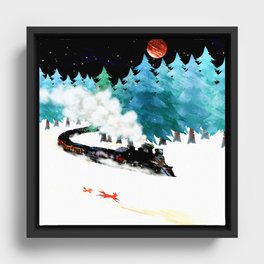 fox and steam train Framed Canvas