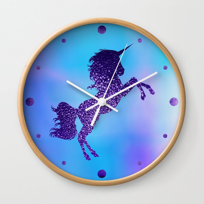 Purple Sparkly Unicorn Wall Clock by Nicnak Society6