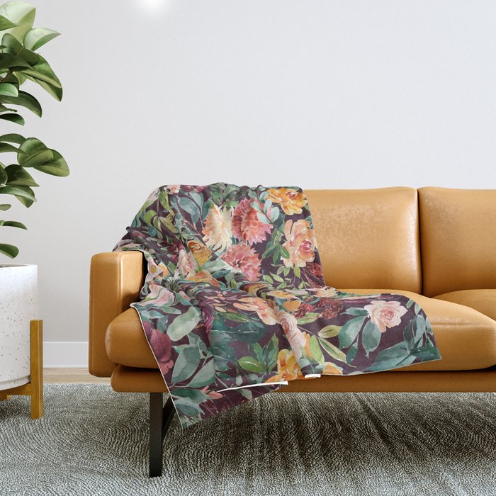 Fall Floral Throw Blanket