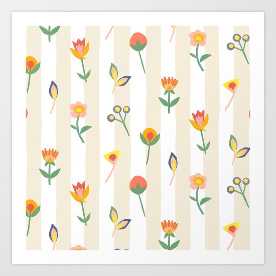 Paper Cut Flowers Art Print
