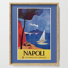 Napels Italy retro vintage travel ad Serving Tray