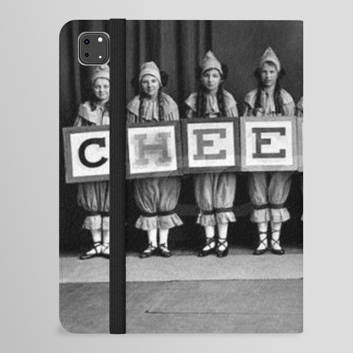 Cheer Up! blocks and cheerleaders classic black and white photograph iPad Folio Case