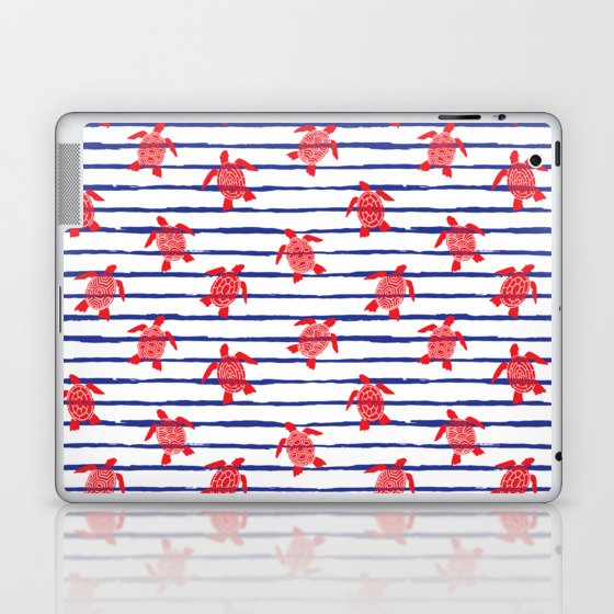 Sea Turtle stripes pattern. Marine animal Digital Illustration Background Laptop & iPad Skin