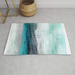 Turquoise Blue Green Abstract Coastal Landscape Area & Throw Rug