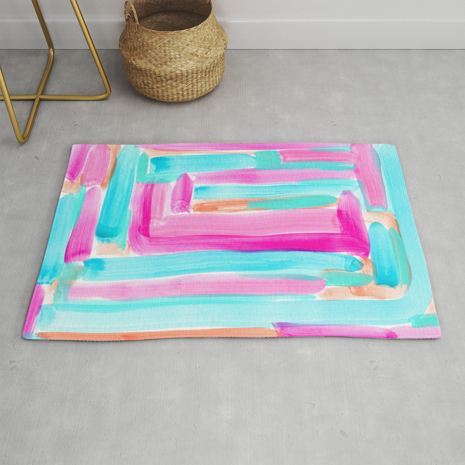 It S Your Life Pastel Color Stripes Modern Art Abstract Painting Lines Pattern Minimalist Rug By Lennaarty Society6